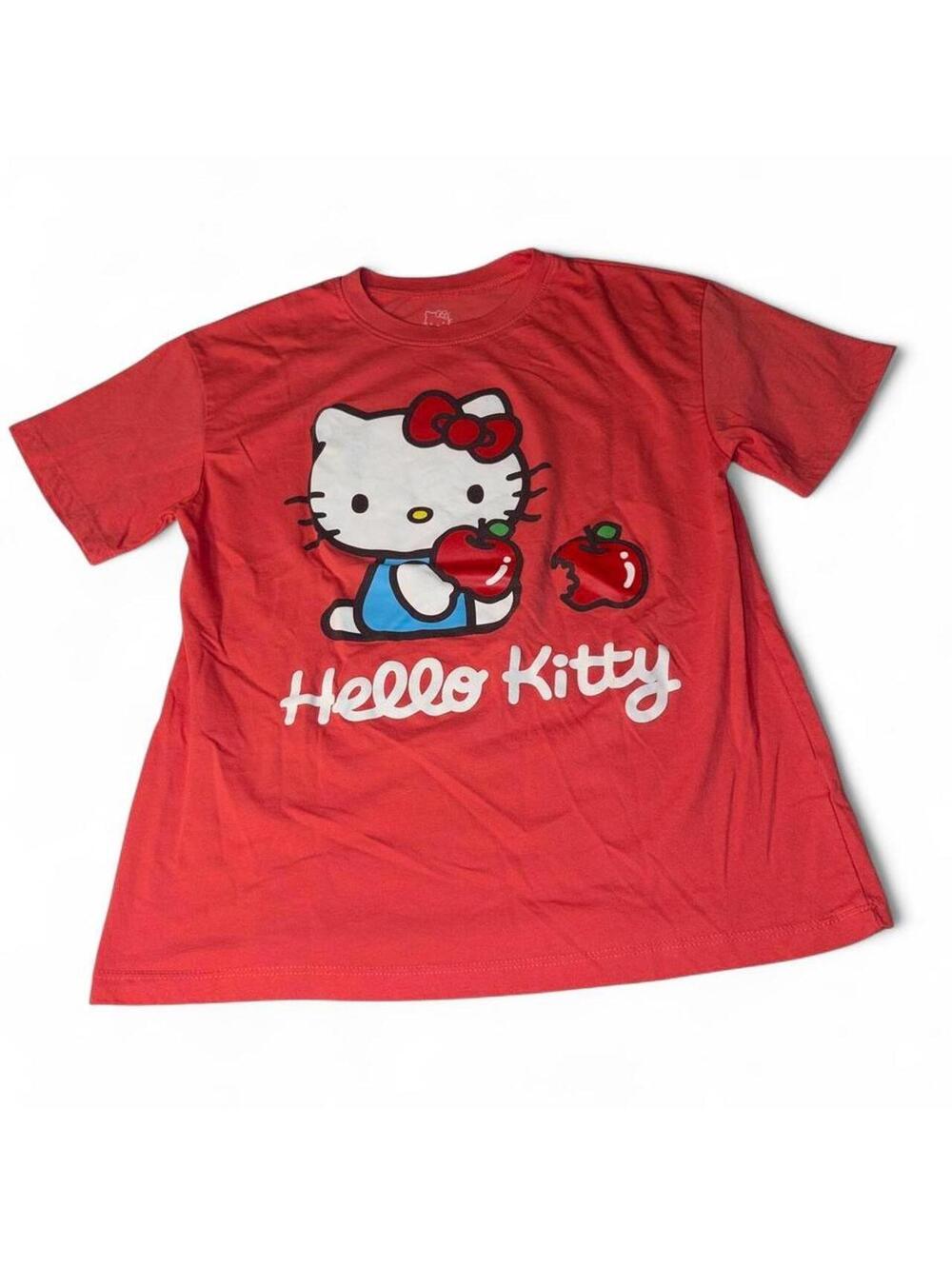 Sanrio Hello Kitty "An Apple A Day" Salmon Coral Graphic Tee - Size S